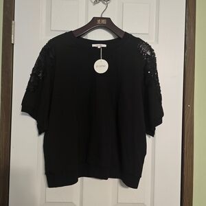 Pastels Black Women's Top with Sequin Details